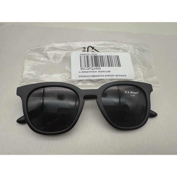 A.J. Morgan Reading Glass #39186-black-2.25 Cabana-Bifocal Sun reader matte-BLk - Picture 2 of 14